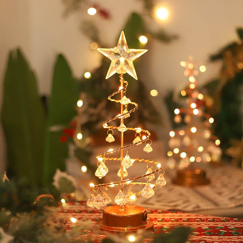 Sparkling Crystal Christmas Tree LED Lamp: Enchanting Ambiance for Bedrooms & Holiday Decor