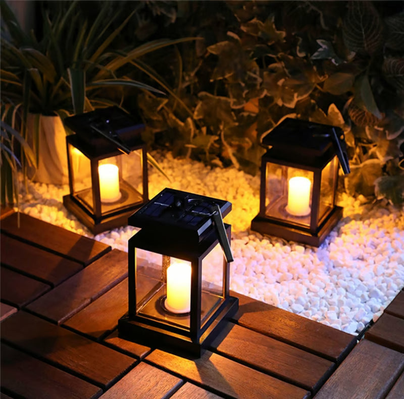 3 PCS Enchanting Candle Effect Solar Hanging Lantern - Bring Warm Ambiance to Your Outdoors