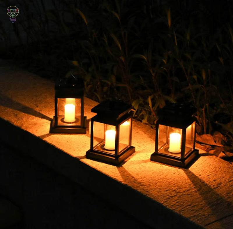 3 PCS Enchanting Candle Effect Solar Hanging Lantern - Bring Warm Ambiance to Your Outdoors