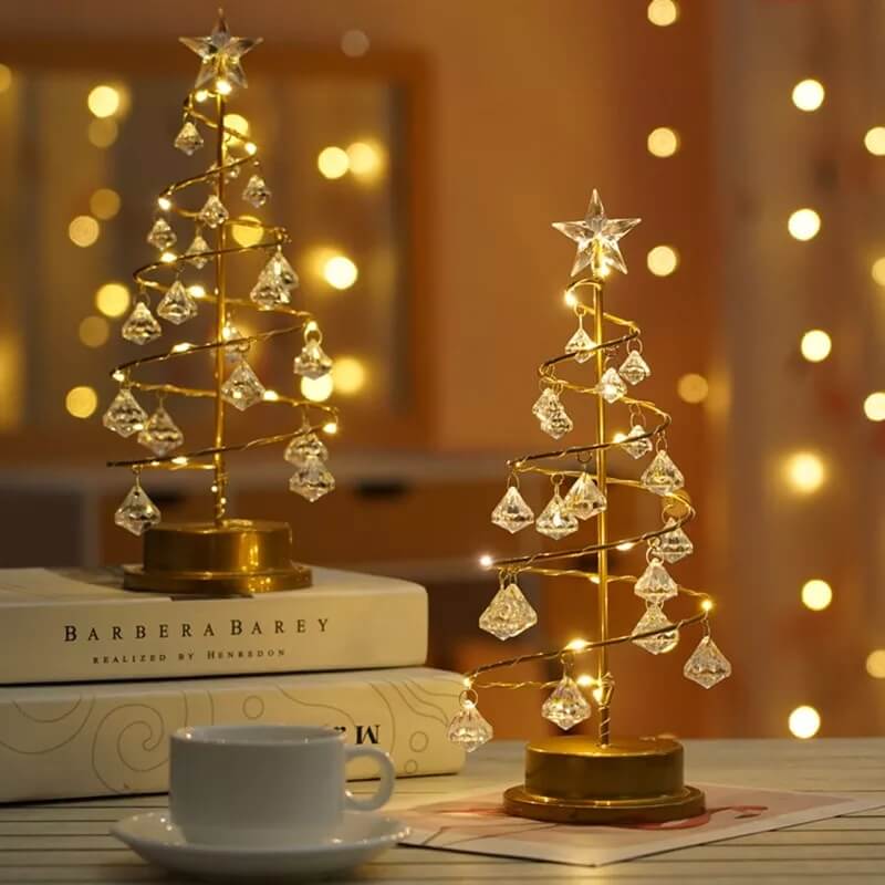 Sparkling Crystal Christmas Tree LED Lamp: Enchanting Ambiance for Bedrooms & Holiday Decor
